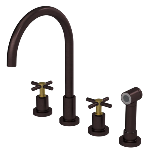 Rubinet Widespread Kitchen Set with LaSalle Spout with Hand Spray Oil Rubbed Bronze