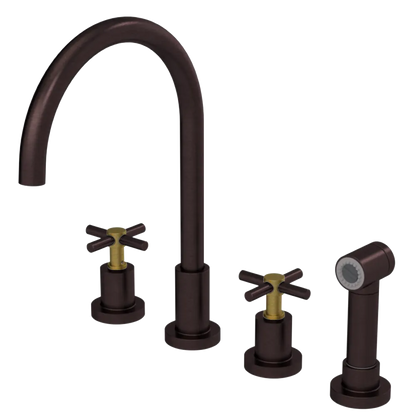 Rubinet Widespread Kitchen Set with LaSalle Spout with Hand Spray Oil Rubbed Bronze