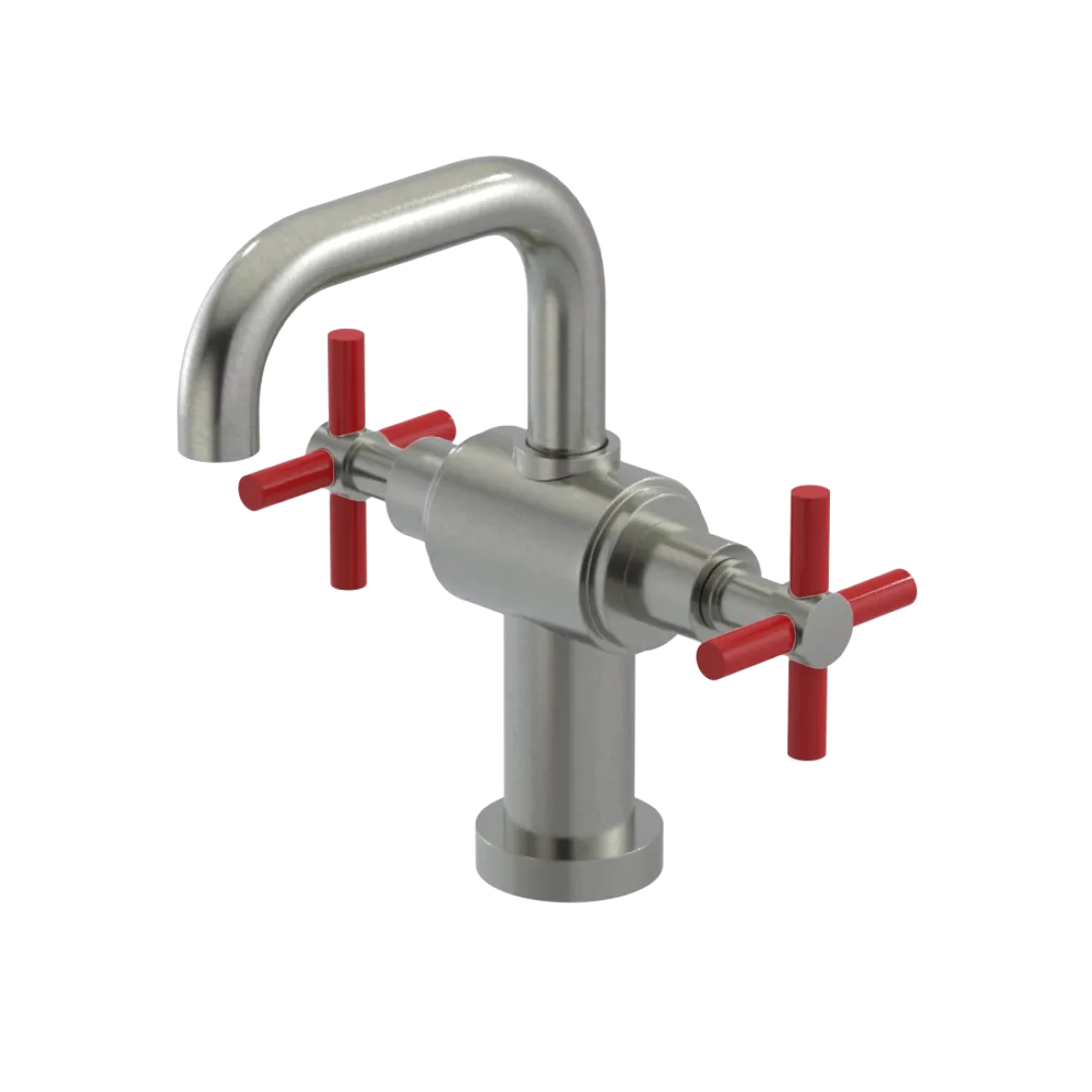 Rubinet Single Hole Dual Handle Lav. Set. (less drain) Satin Nickel