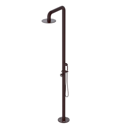 Rubinet Pressure Balance Outdoor Shower with Hand Held Shower & 10" Shower Head - 304 Stainless Steel Bordeaux