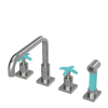 Rubinet Widespread Kitchen Set with Genesis Spout with Hand Spray Satin Nickel