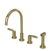 Rubinet Widespread Kitchen Set with Hand Spray Natural Brass