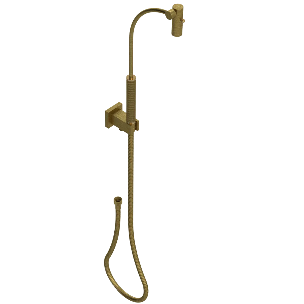Rubinet Hand Held Shower Bidet with Extended Reach & Dual Function Spray Including Wall Bracket with Supply & Hose (Square) Antique Brass Matt