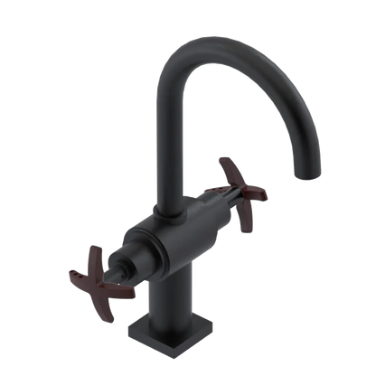 Rubinet Single Hole Dual Handle Lav. Set. (less drain) Matt Black
