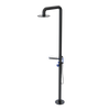 Rubinet Pressure Balance Outdoor Shower with Hand Held Shower & 10" Shower Head (with shelf) - 304 Stainless Steel Matt Black