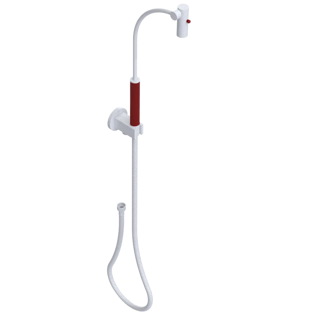 Rubinet Hand Held Shower Bidet with Extended Reach & Dual Function Spray Including Wall Bracket with Supply & Hose (Round) White