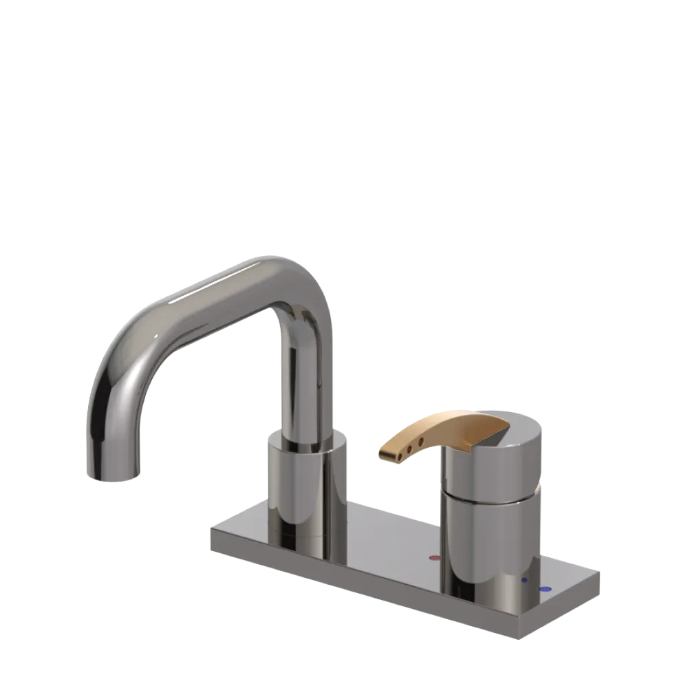 Rubinet 4" Centre Single Control Lav. Set. with Genesis spout (less drain) Polished Nickel
