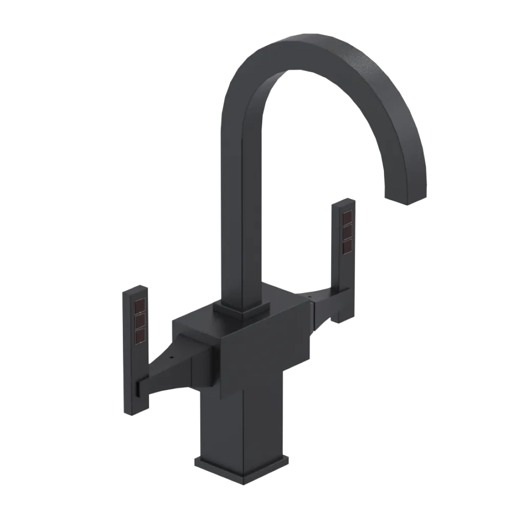 Rubinet Single Hole Dual Handle Lav. Set. (less drain) Matt Black