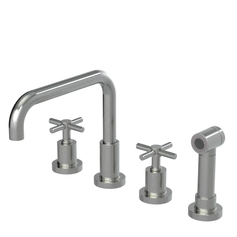 Rubinet Widespread Kitchen Set with Hand Spray Satin Nickel