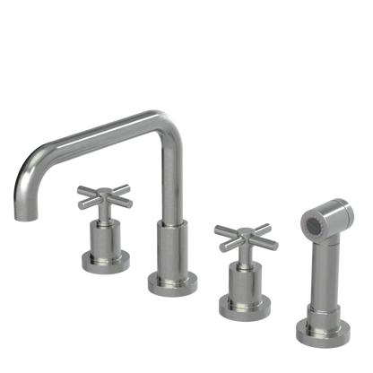 Rubinet Widespread Kitchen Set with Hand Spray Satin Nickel