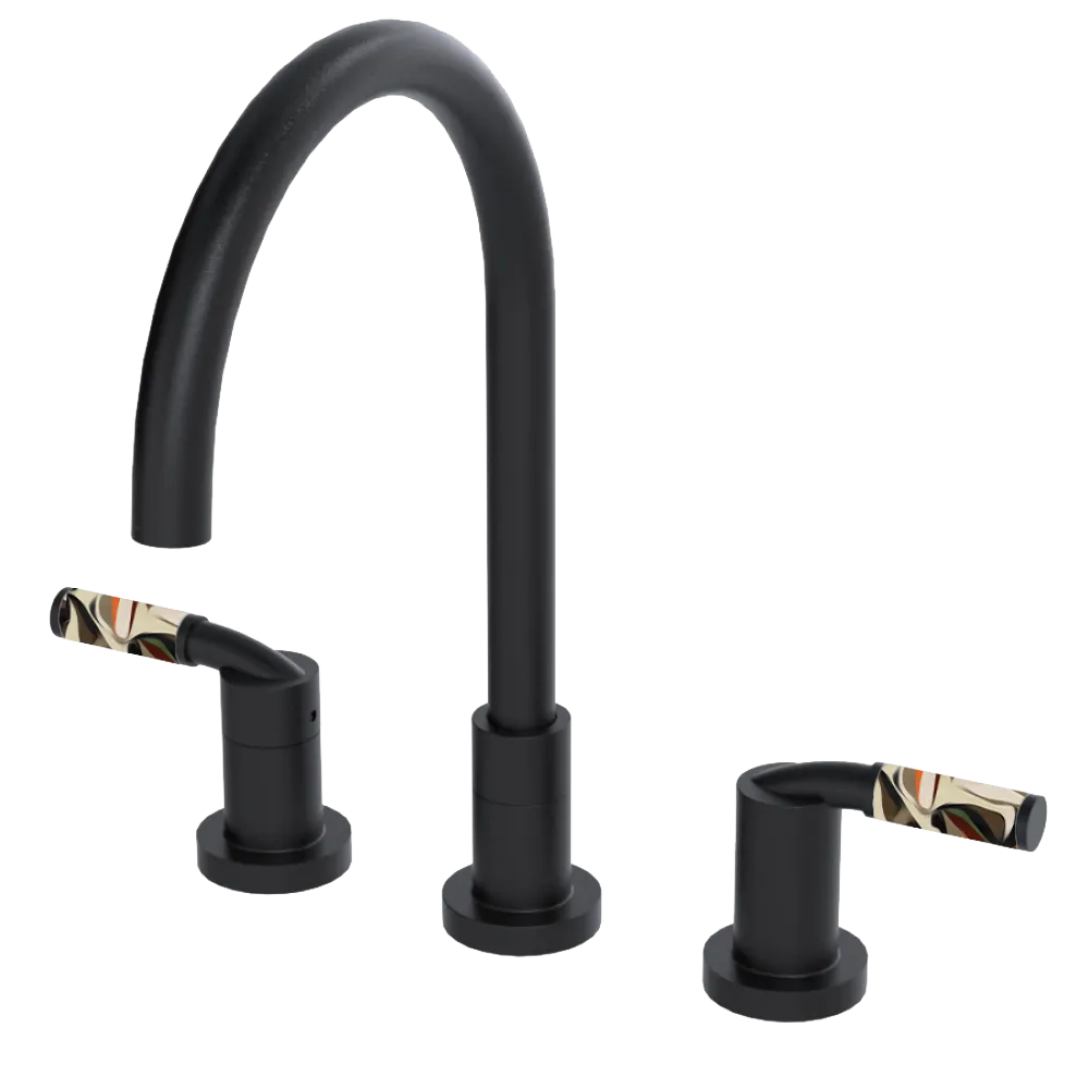 Rubinet Widespread Kitchen Set Matt Black