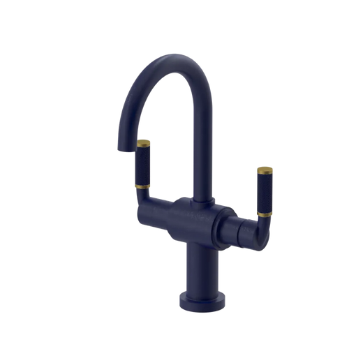 Rubinet Single Hole Dual Handle Lav. Set. (less drain) Midnight Blue
