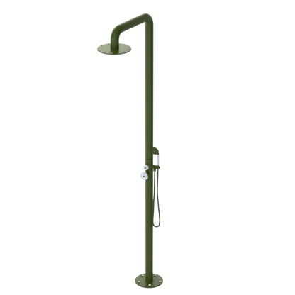 Rubinet Pressure Balance Outdoor Shower with Hand Held Shower & 10" Shower Head - 304 Stainless Steel Green Envy