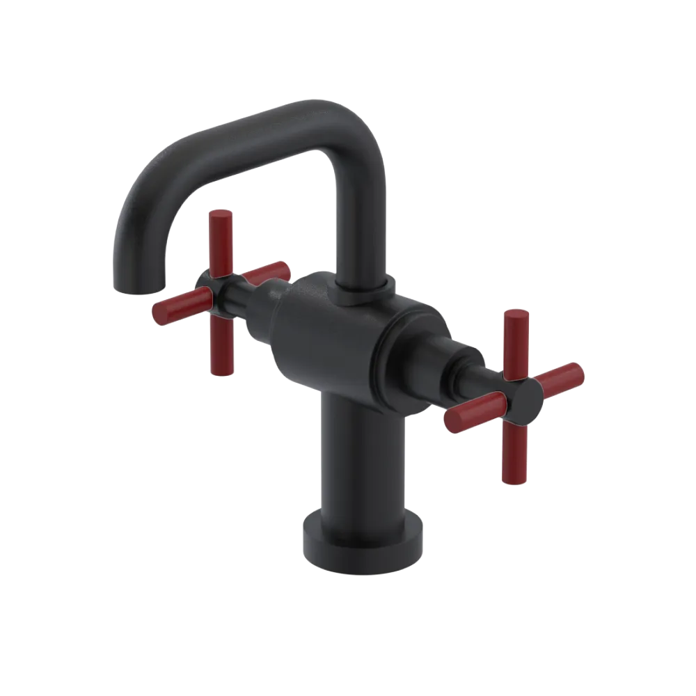 Rubinet Single Hole Dual Handle Lav. Set. (less drain) Matt Black