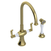 Rubinet Two Handle Single Hole Kitchen Set with Hand Spray Natural Brass