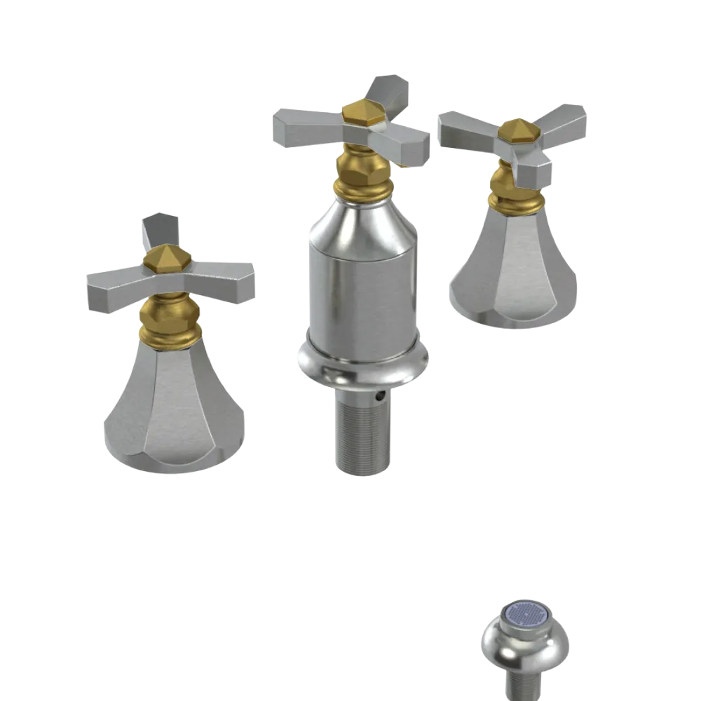 Rubinet Bidet Fitting with Spray, Diverter, and Vacum Breaker (Less Drain) Satin Nickel