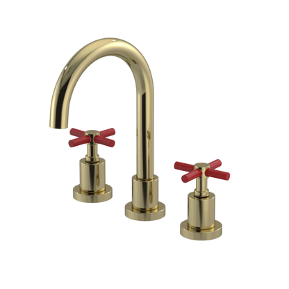 Rubinet Widespread Lav. Set. (less drain) Natural Brass