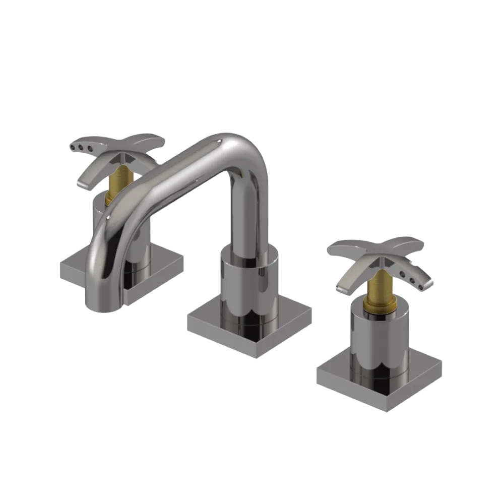Rubinet Widespread Lav. Set. with Genesis spout (less drain) Polished Nickel