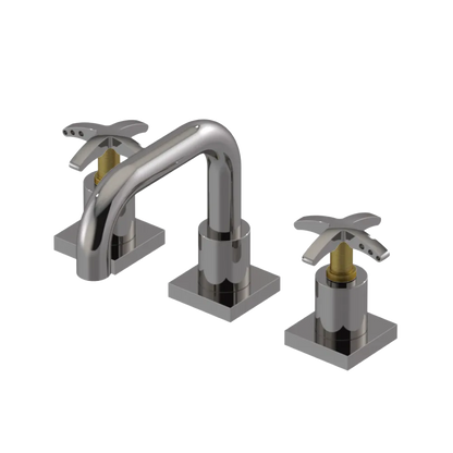 Rubinet Widespread Lav. Set. with Genesis spout (less drain) Polished Nickel