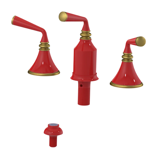 Rubinet Bidet Fitting with Spray, Diverter, and Vacum Breaker (Less Drain) Red