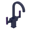 Rubinet Single Hole Dual Handle Lav. Set. (less drain) Midnight Blue