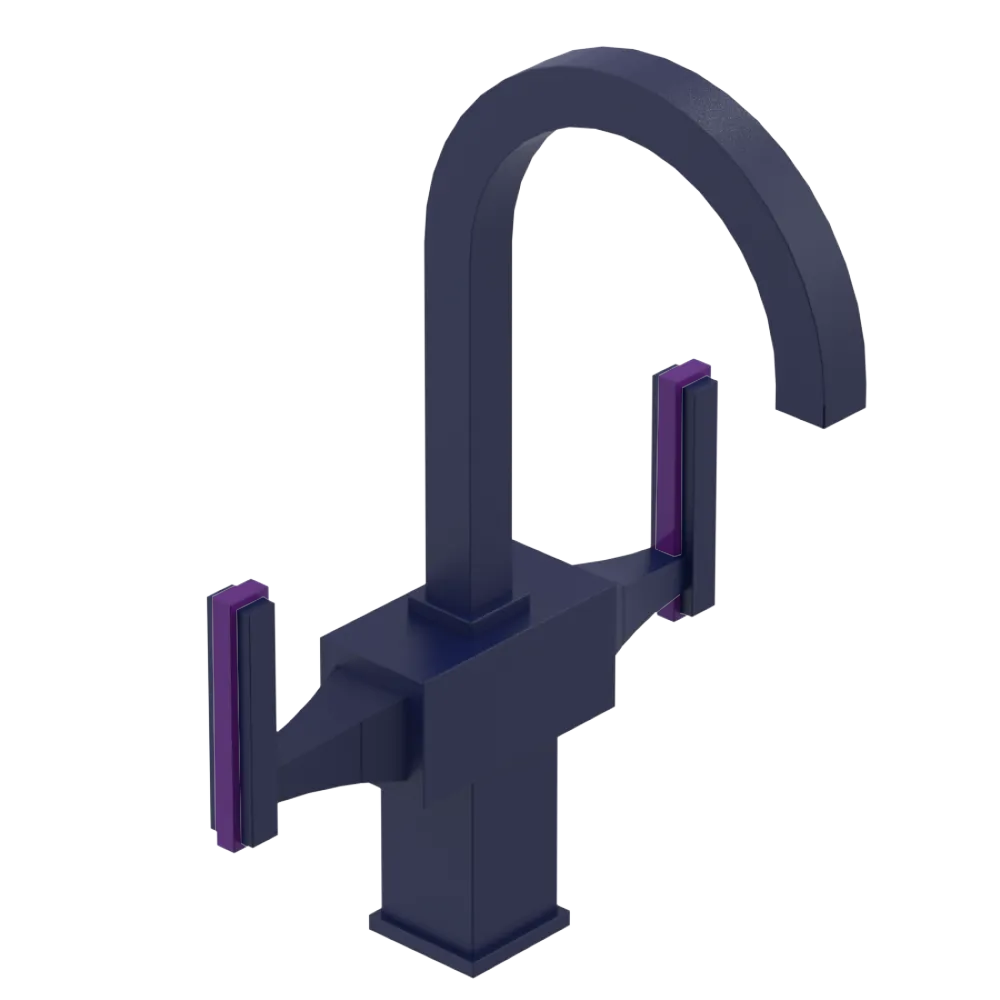 Rubinet Single Hole Dual Handle Lav. Set. (less drain) Midnight Blue