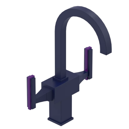 Rubinet Single Hole Dual Handle Lav. Set. (less drain) Midnight Blue