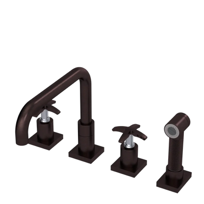 Rubinet Widespread Kitchen Set with Genesis Spout with Hand Spray Oil Rubbed Bronze