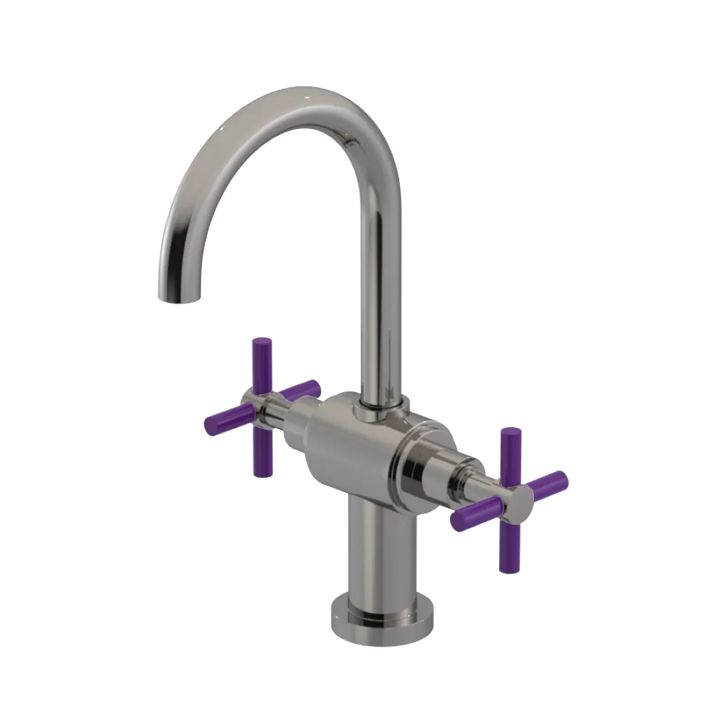 Rubinet Single Hole Dual Handle Lav. Set with LaSalle Spout (less drain) Polished Nickel