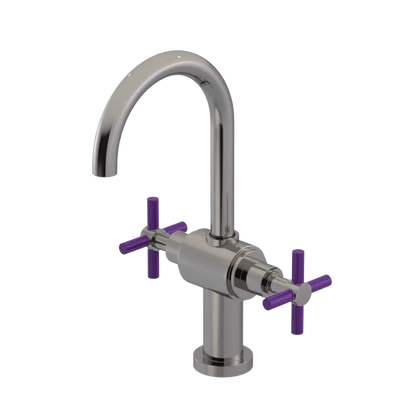Rubinet Single Hole Dual Handle Lav. Set with LaSalle Spout (less drain) Polished Nickel
