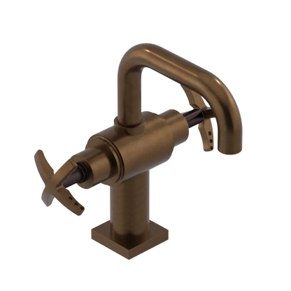 Rubinet Single Hole Dual Handle Lav. Set. with Genesis spout (less drain) Tuscan Brass