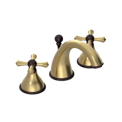Rubinet Widespread Lav. Set. (less drain) Satin Brass