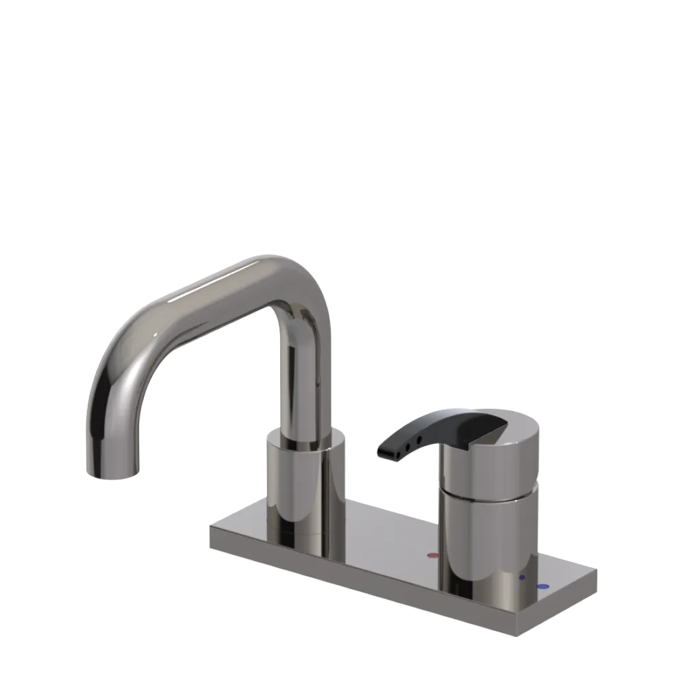 Rubinet 4" Centre Single Control Lav. Set. with Genesis spout (less drain) Polished Nickel