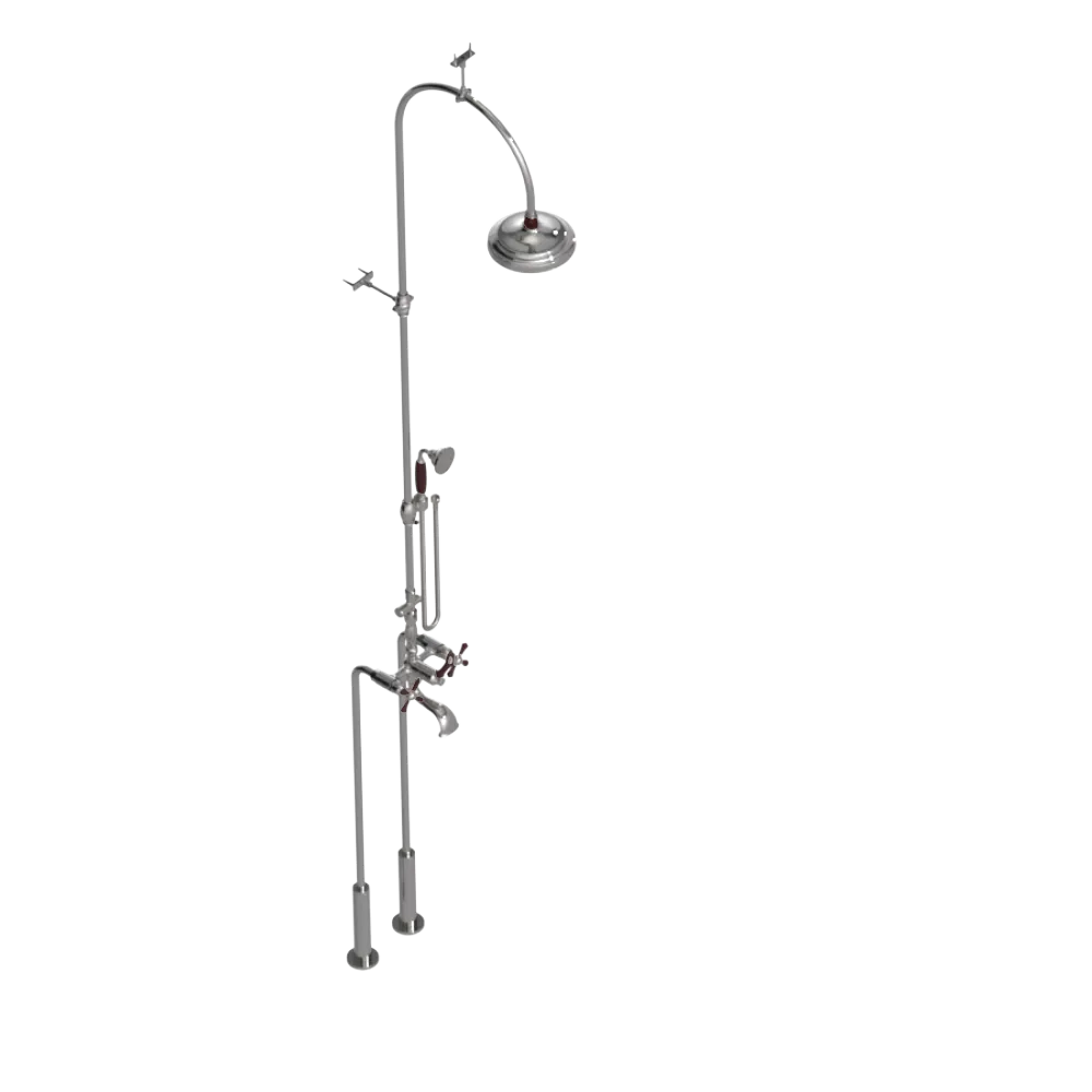 Rubinet Floor Mount Tub & Shower with hand held shower Polished Nickel