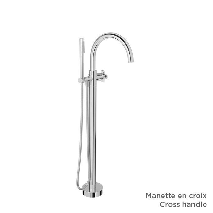 Baril Floor-mounted tub filler with hand shower (without handle)