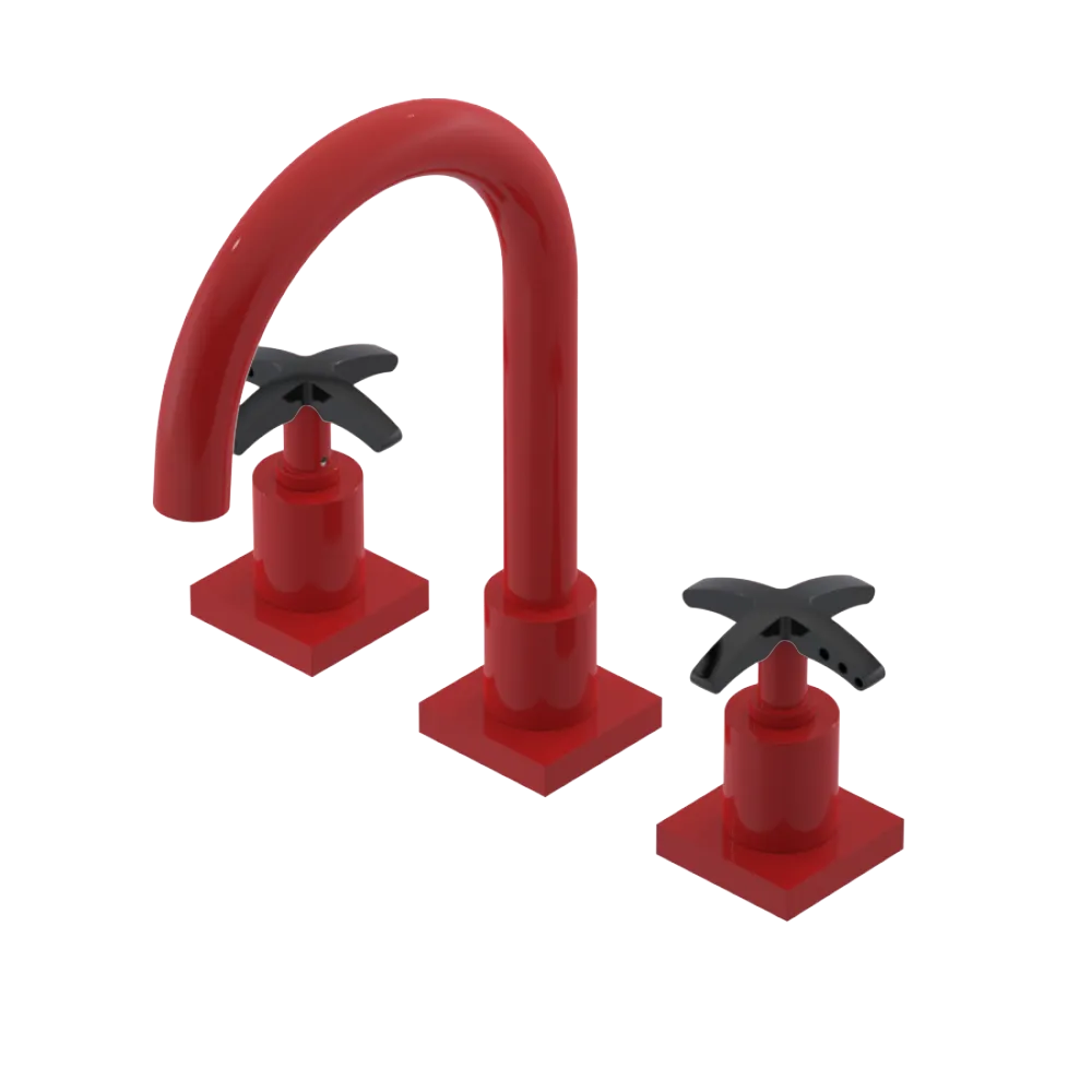 Rubinet Widespread Lav. Set. (less drain) Red