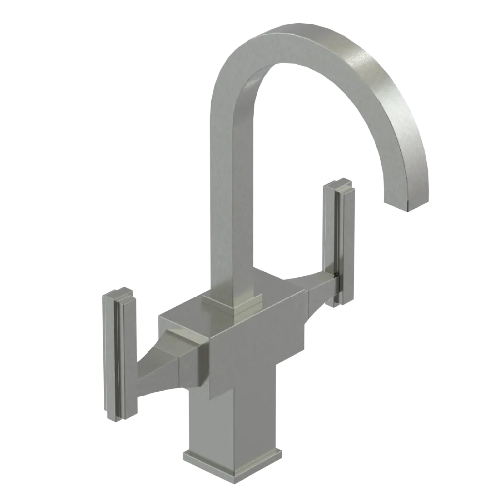 Rubinet Single Hole Dual Handle Lav. Set. (less drain) Satin Nickel