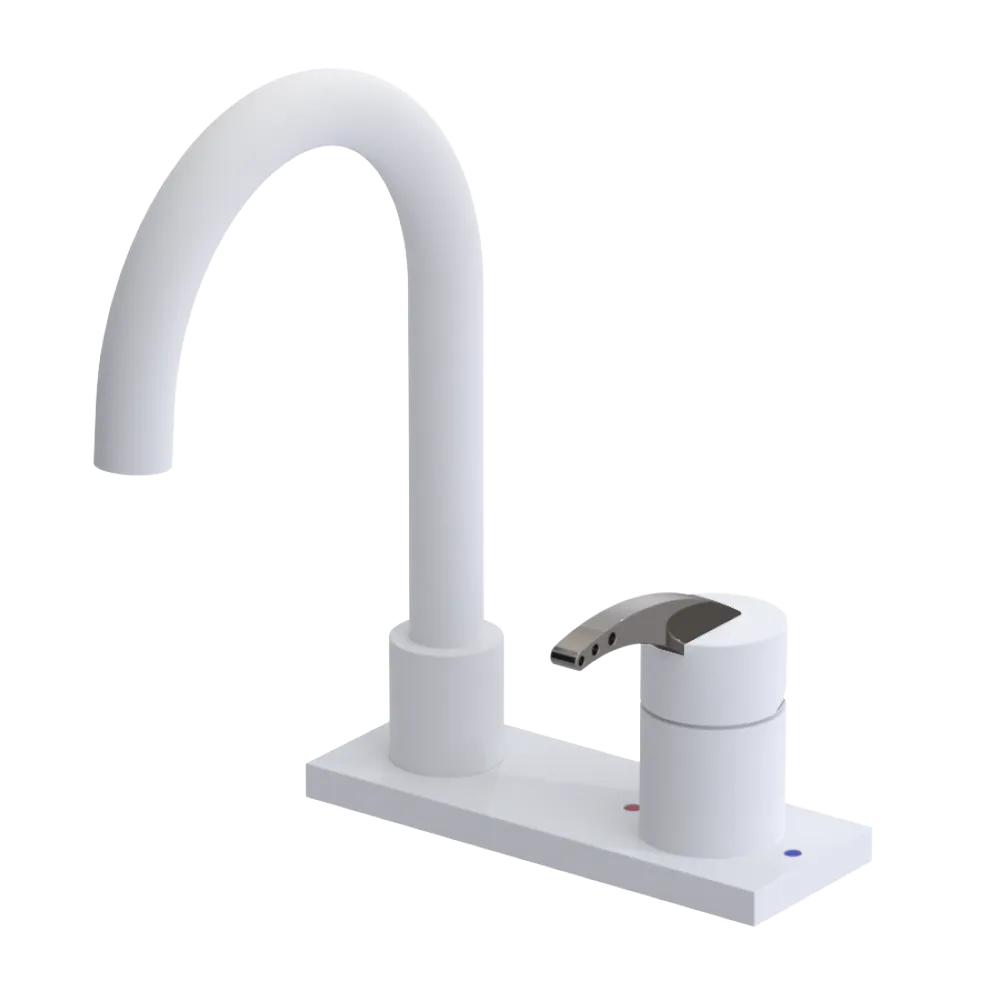 Rubinet 4" Centre Single Control Lav. Set. (less drain) Matt White