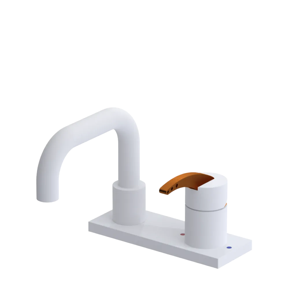 Rubinet 4" Centre Single Control Lav. Set. with Genesis spout (less drain) Matt White
