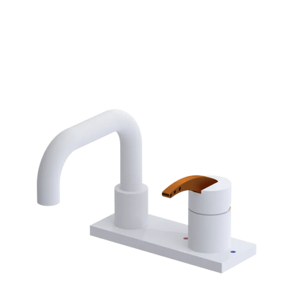 Rubinet 4" Centre Single Control Lav. Set. with Genesis spout (less drain) Matt White