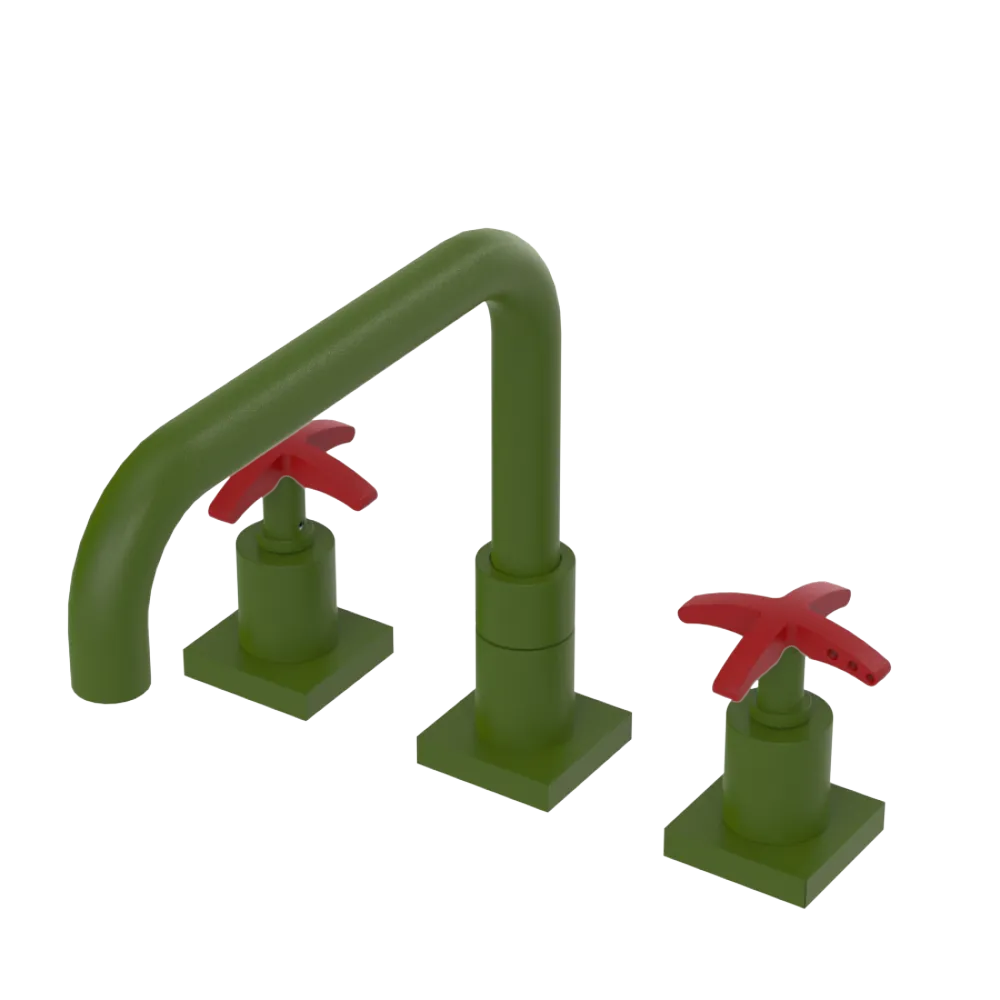 Rubinet Widespread Kitchen Set with Genesis Spout Green Envy