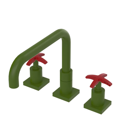 Rubinet Widespread Kitchen Set with Genesis Spout Green Envy
