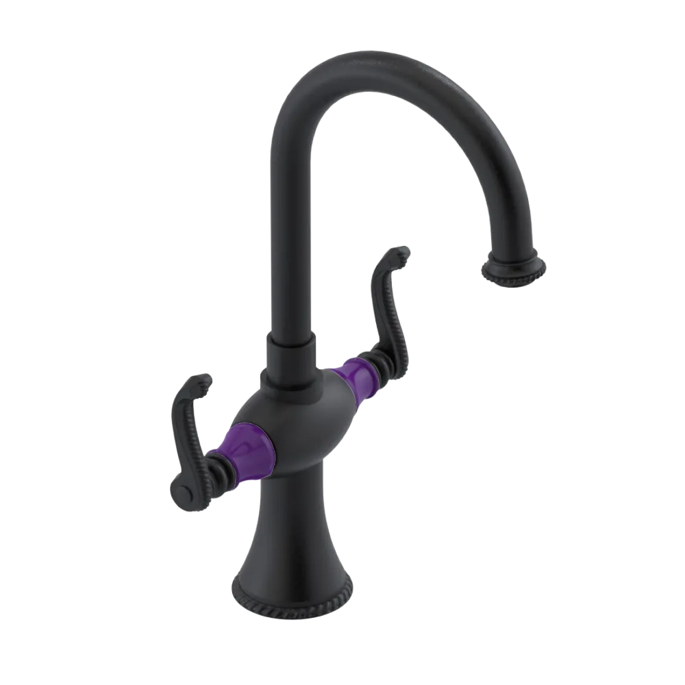 Rubinet Single Hole Dual Handle Lav. Set. (less drain) Matt Black