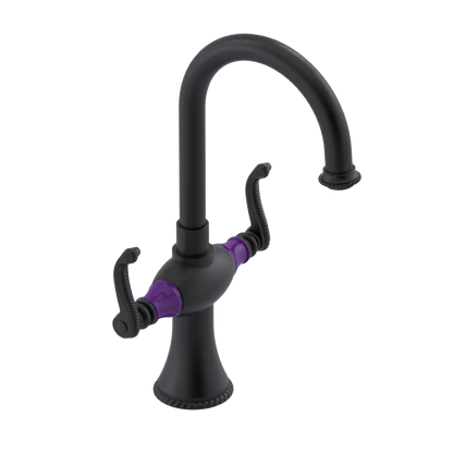 Rubinet Single Hole Dual Handle Lav. Set. (less drain) Matt Black