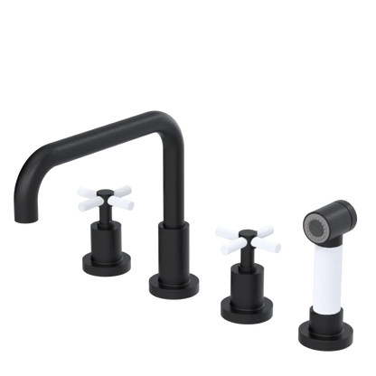 Rubinet Widespread Kitchen Set with Hand Spray Matt Black