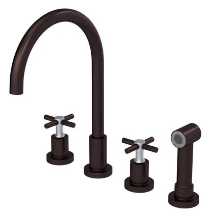 Rubinet Widespread Kitchen Set with LaSalle Spout with Hand Spray Oil Rubbed Bronze