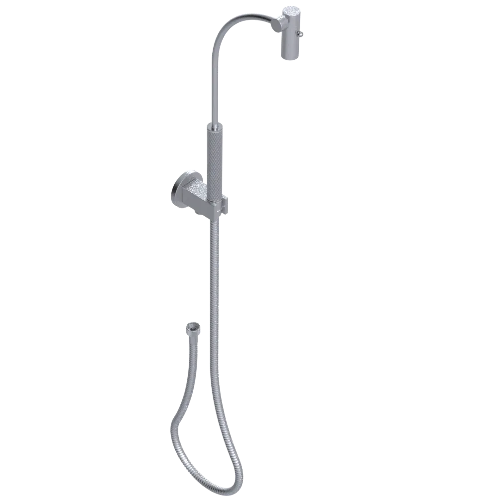 Rubinet Hand Held Shower Bidet with Extended Reach & Dual Function Spray Including Wall Bracket with Supply & Hose (Round) Satin Chrome
