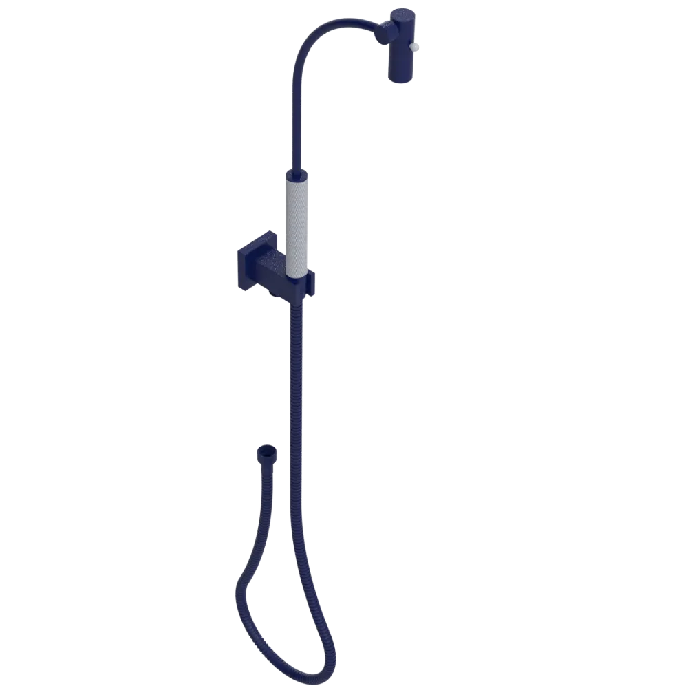Rubinet Hand Held Shower Bidet with Extended Reach & Dual Function Spray Including Wall Bracket with Supply & Hose (Square) Midnight Blue