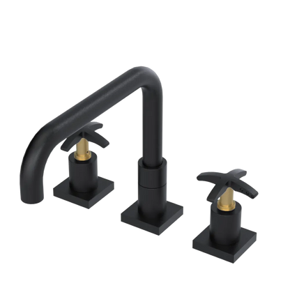 Rubinet Widespread Kitchen Set with Genesis Spout Matt Black