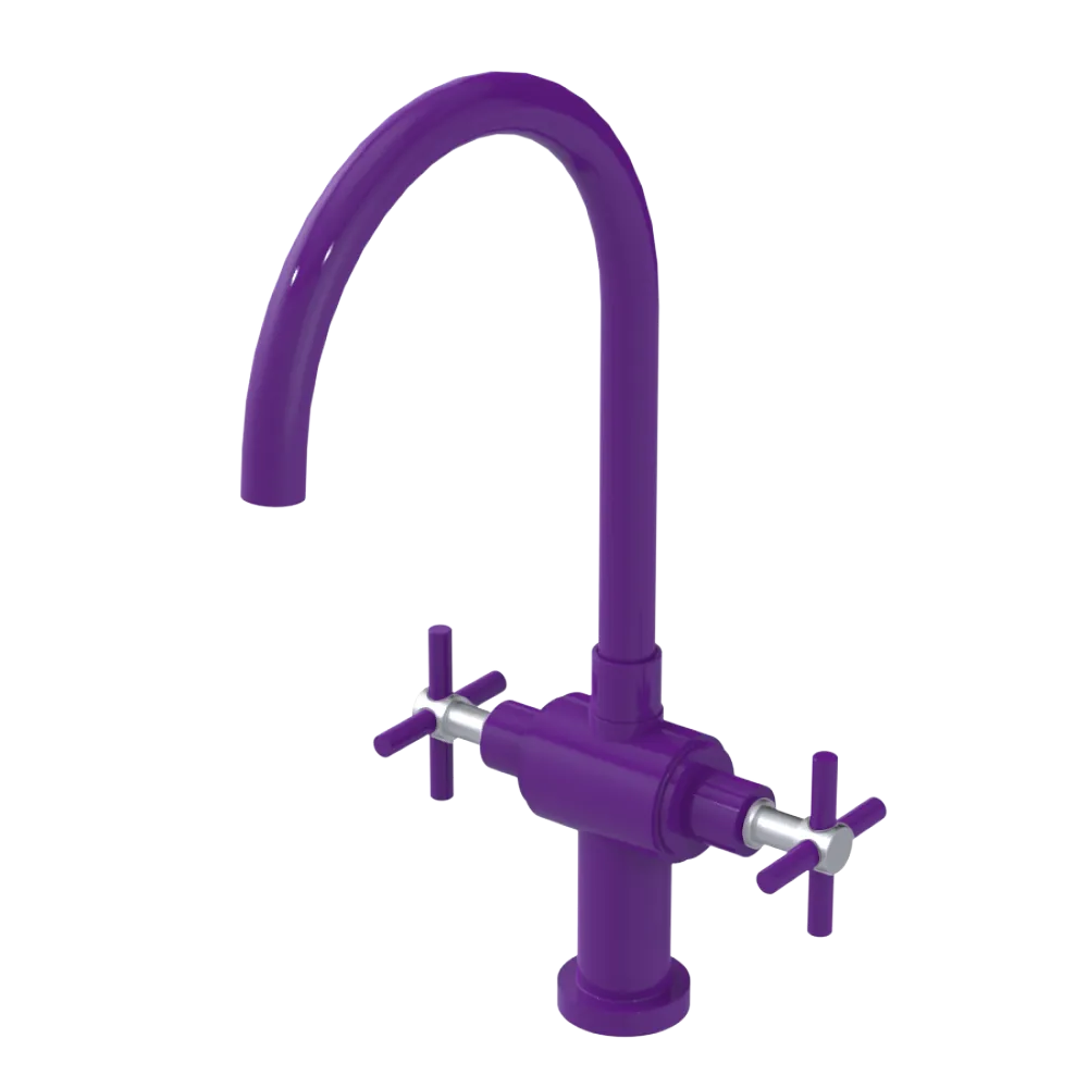 Rubinet Two Handle Single Hole Kitchen Set with LaSalle Spout Purple Haze